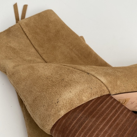 J. Crew Tan Ankle Booties women 10 Block Heel suede tan casual dress event Y2K - Picture 10 of 15